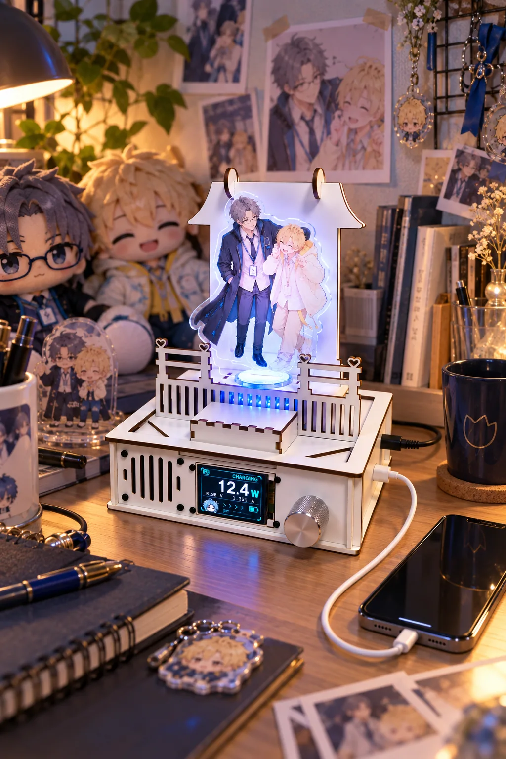 アクリルスタンドを飾った祭壇型充電器の完成イメージ